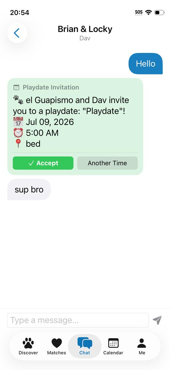 Playdate invite in chat